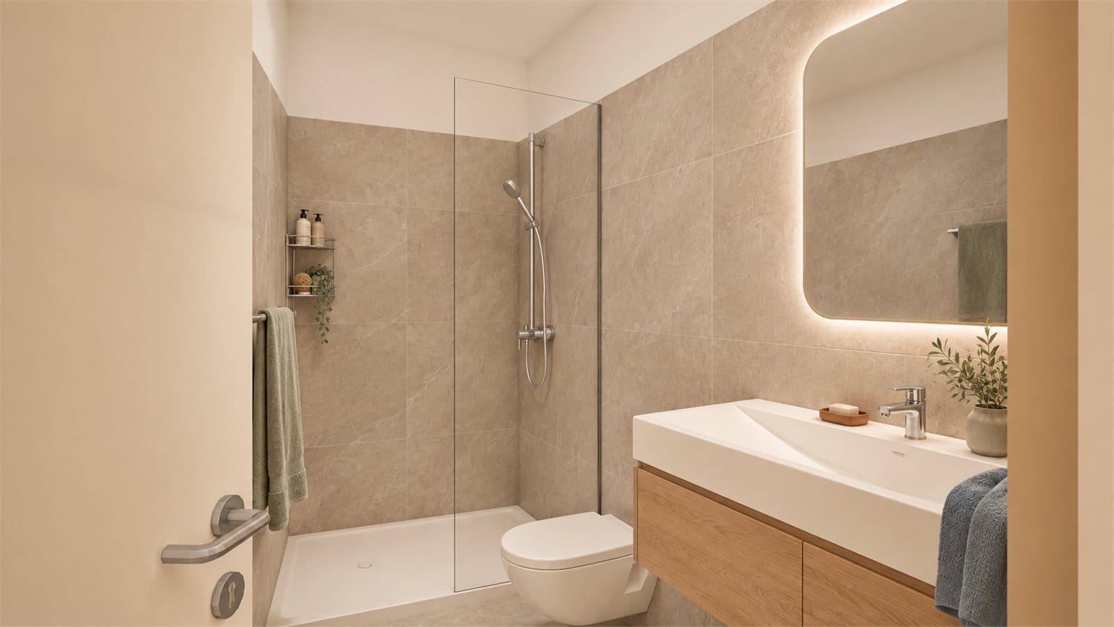 Ferienhaus in Fiesch Elementbau Fertighaus aus Holz Bad Dusche