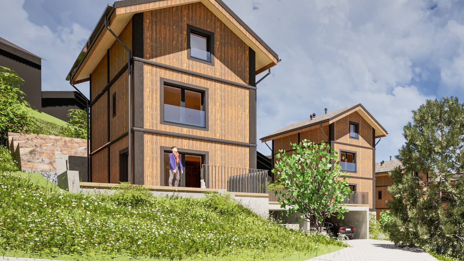Mondhaus Resort Fiesch: Eingang eines Ferienhauses