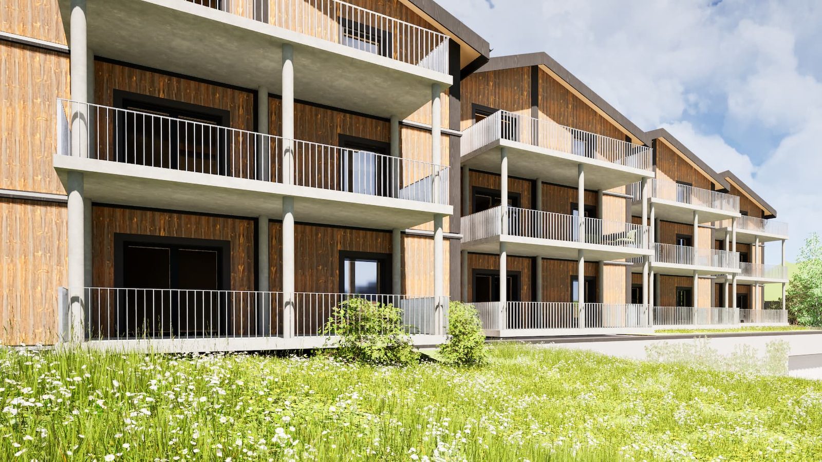 Mondhaus Resort Fiesch: Balkonschicht der Mehrfamilienhäuser