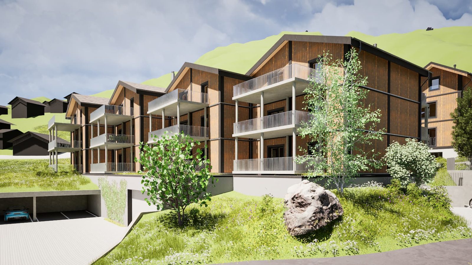 Mondhaus Resort Fiesch: Mehrfamilienhäuser mit Einstellhalle